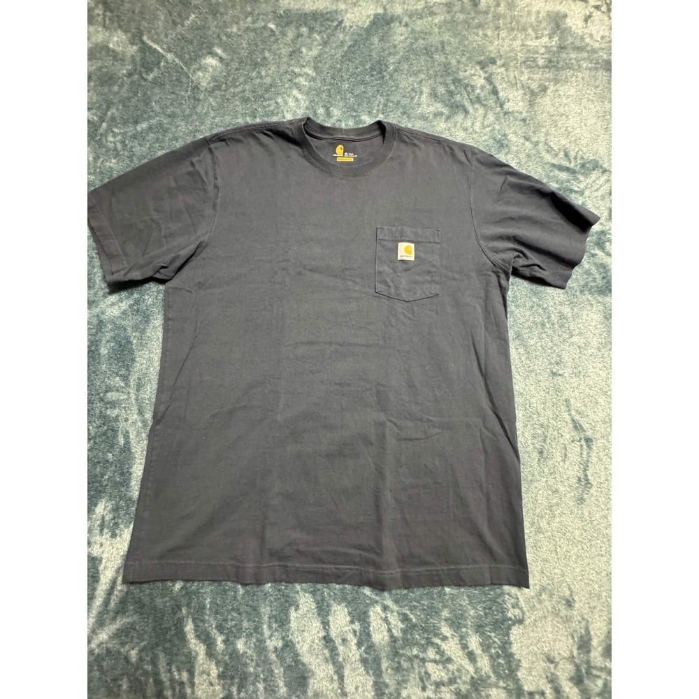 Carhartt Men Navy Blue Pocket T-Shirt XL Tall K87-BLS Original Fit Cotton Tee